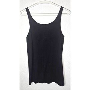 Eileen Fisher Tank Top Womens Petite Large Black Organic Cotton Knit Basic Layer